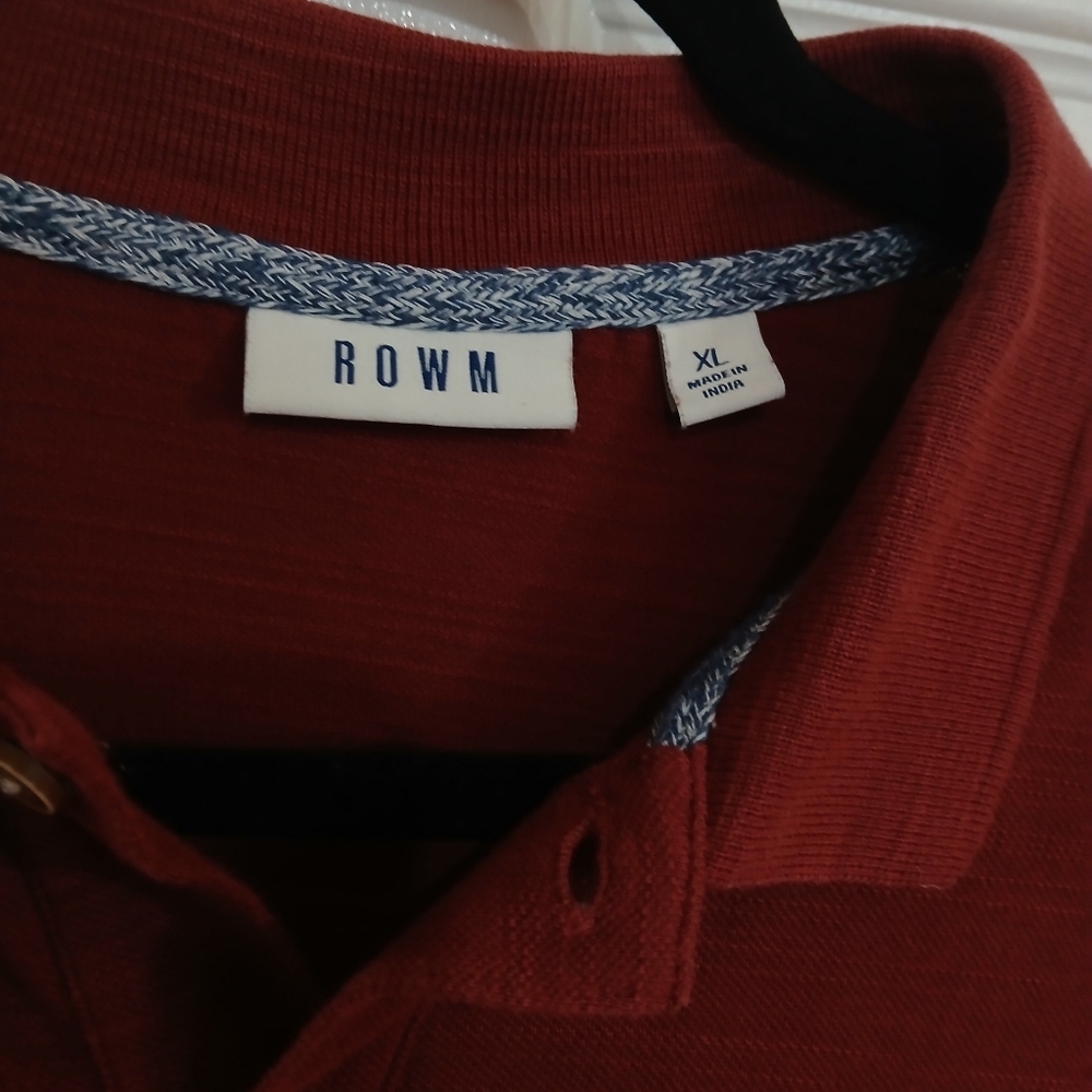 Men's Maroon ROWN Polo Shirt Preppy Streetwear Organic Cotton XL Basic Casual - Picture 4 of 7